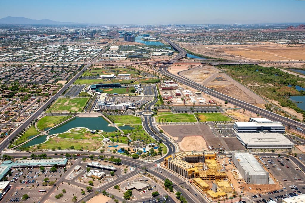Overhead view of Riverview Park in Mesa, AZ.