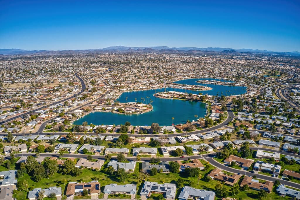 Aerial view of Sun City, AZ.