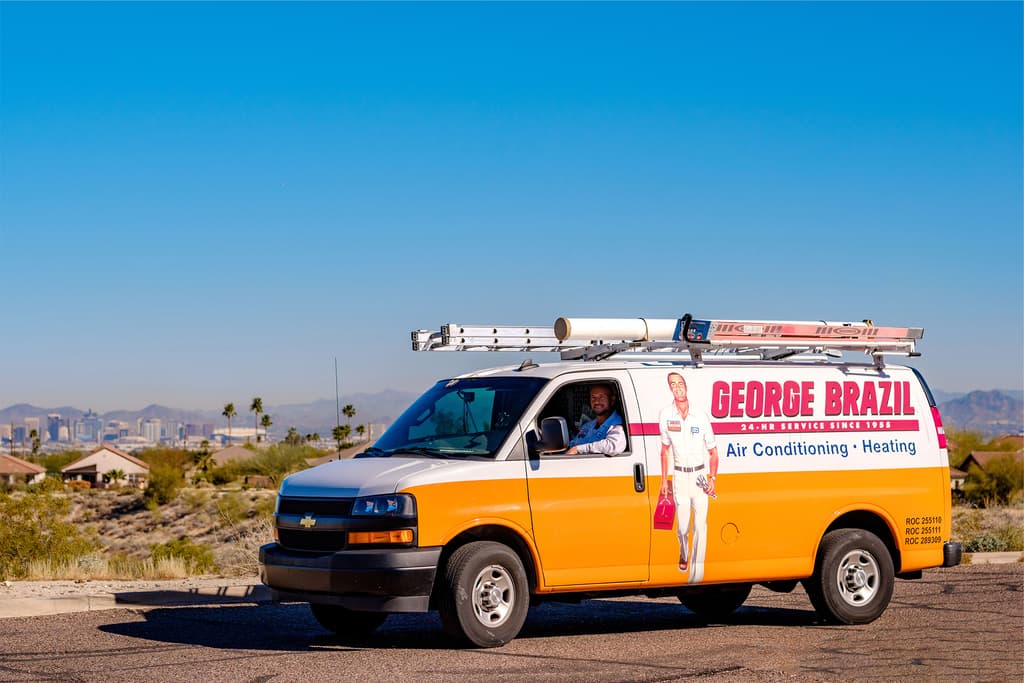 George Brazil service van in the Arizona desert